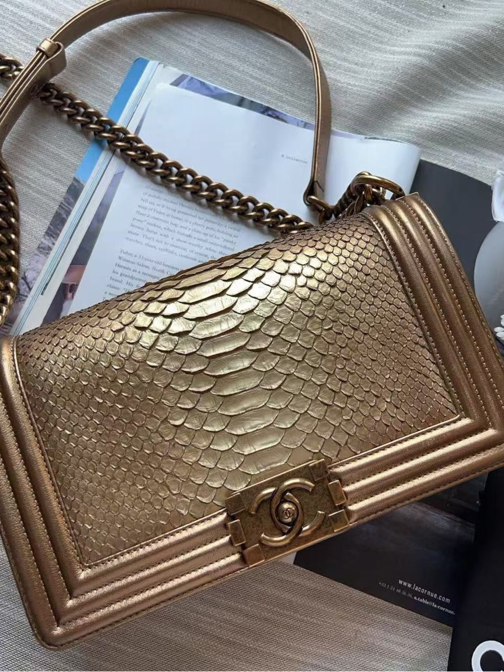 Chanel Gold Metallic Textured Shoulder Bag